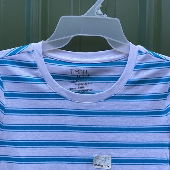 Maternity Super Soft Stretch Short Sleeve Striped Lightweight Shirt Size S - Picture 2 of 4